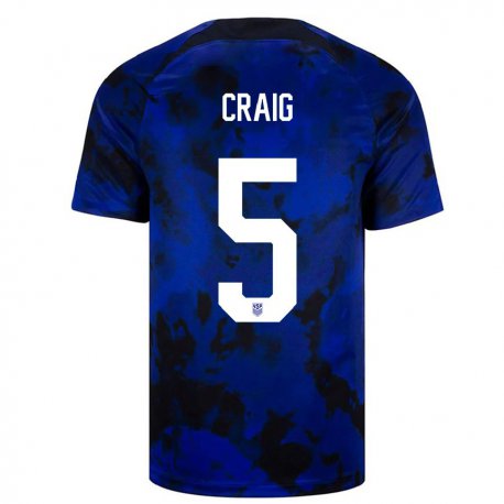 Kandiny Kinder Us-amerikanische Brandan Craig #5 Königsblau Auswärtstrikot Trikot 22-24 T-shirt