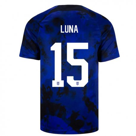 Kandiny Kinder Us-amerikanische Diego Luna #15 Königsblau Auswärtstrikot Trikot 22-24 T-shirt