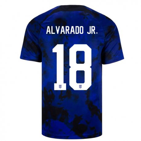 Kandiny Kinder Us-amerikanische Alejandro Alvarado Jr #18 Königsblau Auswärtstrikot Trikot 22-24 T-shirt
