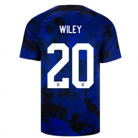 Kandiny Kinder Us-amerikanische Caleb Wiley #20 Königsblau Auswärtstrikot Trikot 22-24 T-shirt
