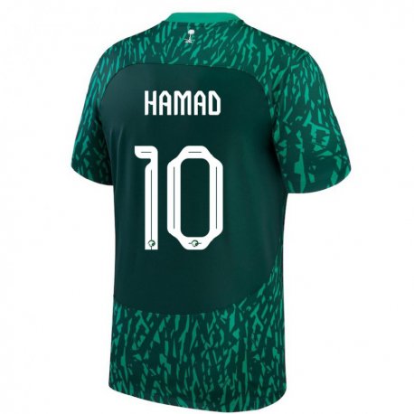 Kandiny Kinder Saudi-arabische Sarah Hamad #10 Dunkelgrün Auswärtstrikot Trikot 22-24 T-shirt