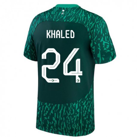 Kandiny Kinder Saudi-arabische Atheer Khaled #24 Dunkelgrün Auswärtstrikot Trikot 22-24 T-shirt