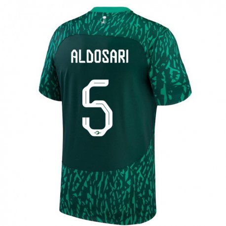 Kandiny Kinder Saudi-arabische Mohammed Aldosari #5 Dunkelgrün Auswärtstrikot Trikot 22-24 T-shirt