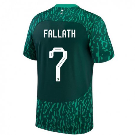 Kandiny Kinder Saudi-arabische Fahad Fallath #7 Dunkelgrün Auswärtstrikot Trikot 22-24 T-shirt