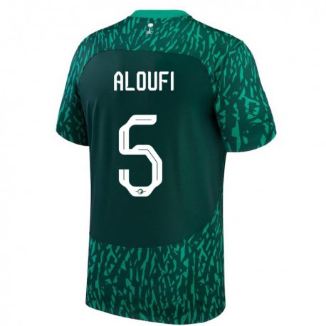 Kandiny Kinder Saudi-arabische Mohammed Aloufi #5 Dunkelgrün Auswärtstrikot Trikot 22-24 T-shirt