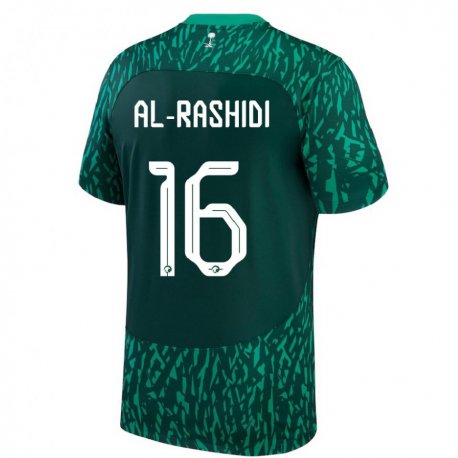Kandiny Kinder Saudi-arabische Mohammed Al Rashidi #16 Dunkelgrün Auswärtstrikot Trikot 22-24 T-shirt