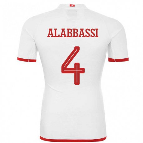 Kandiny Kinder Tunesische Chaima Alabbassi #4 Weiß Auswärtstrikot Trikot 22-24 T-shirt