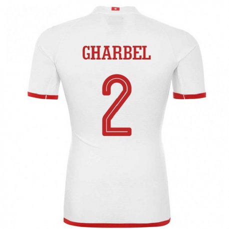 Kandiny Kinder Tunesische Mahmoud Gharbel #2 Weiß Auswärtstrikot Trikot 22-24 T-shirt