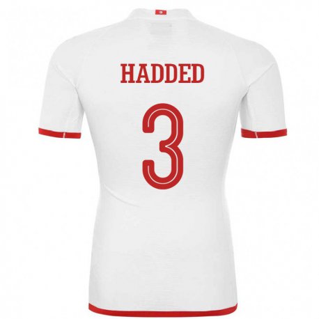 Kandiny Kinder Tunesische Rayen Hadded #3 Weiß Auswärtstrikot Trikot 22-24 T-shirt