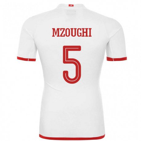 Kandiny Kinder Tunesische Iskander Mzoughi #5 Weiß Auswärtstrikot Trikot 22-24 T-shirt