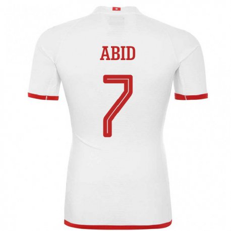 Kandiny Kinder Tunesische Aziz Abid #7 Weiß Auswärtstrikot Trikot 22-24 T-shirt