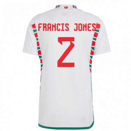 Kandiny Kinder Walisische Maria Francis Jones #2 Weiß Auswärtstrikot Trikot 22-24 T-shirt