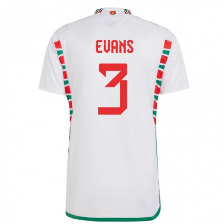 Kandiny Kinder Walisische Gemma Evans #3 Weiß Auswärtstrikot Trikot 22-24 T-shirt