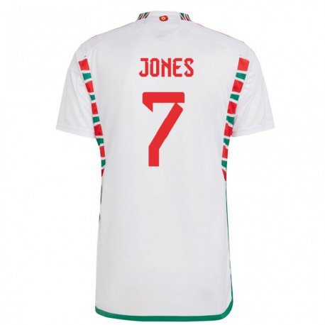 Kandiny Kinder Walisische Emma Jones #7 Weiß Auswärtstrikot Trikot 22-24 T-shirt