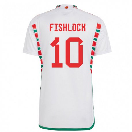 Kandiny Kinder Walisische Jessica Fishlock #10 Weiß Auswärtstrikot Trikot 22-24 T-shirt