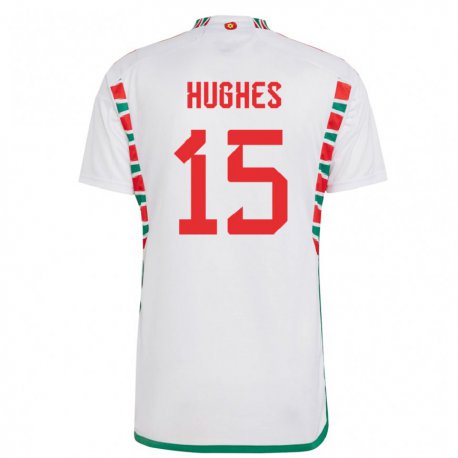 Kandiny Kinder Walisische Elise Hughes #15 Weiß Auswärtstrikot Trikot 22-24 T-shirt