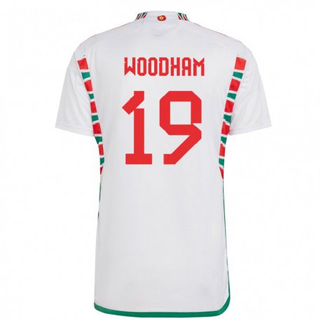 Kandiny Kinder Walisische Lily Woodham #19 Weiß Auswärtstrikot Trikot 22-24 T-shirt