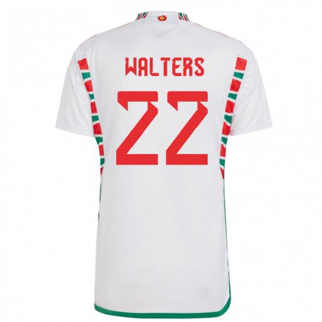 Kandiny Kinder Walisische Georgia Walters #22 Weiß Auswärtstrikot Trikot 22-24 T-shirt