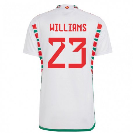 Kandiny Kinder Walisische Chloe Williams #23 Weiß Auswärtstrikot Trikot 22-24 T-shirt