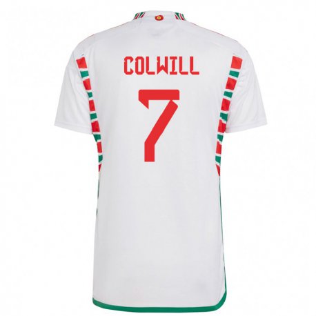 Kandiny Kinder Walisische Joel Colwill #7 Weiß Auswärtstrikot Trikot 22-24 T-shirt