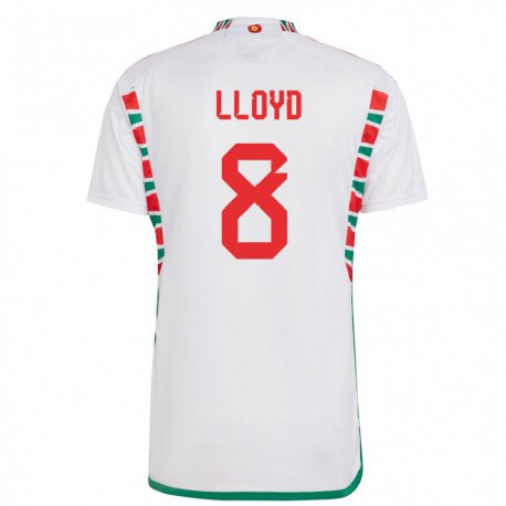 Kandiny Kinder Walisische Ben Lloyd #8 Weiß Auswärtstrikot Trikot 22-24 T-shirt