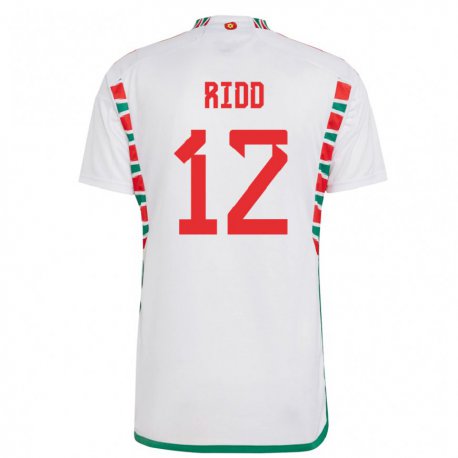 Kandiny Kinder Walisische Lewis Ridd #12 Weiß Auswärtstrikot Trikot 22-24 T-shirt