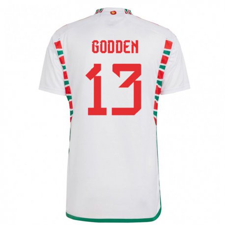 Kandiny Kinder Walisische Scott Godden #13 Weiß Auswärtstrikot Trikot 22-24 T-shirt