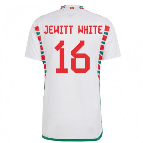 Kandiny Kinder Walisische Harry Jewitt White #16 Weiß Auswärtstrikot Trikot 22-24 T-shirt