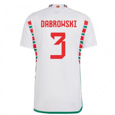 Kandiny Kinder Walisische Sebastian Dabrowski #3 Weiß Auswärtstrikot Trikot 22-24 T-shirt