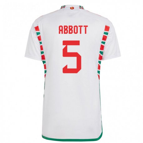 Kandiny Kinder Walisische George Abbott #5 Weiß Auswärtstrikot Trikot 22-24 T-shirt