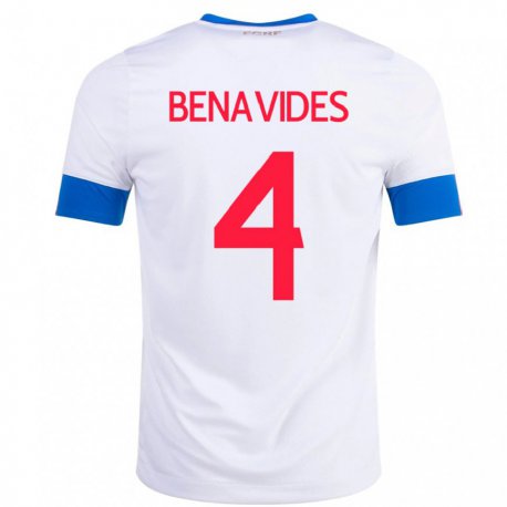 Kandiny Kinder Costa-ricanische Mariana Benavides #4 Weiß Auswärtstrikot Trikot 22-24 T-shirt