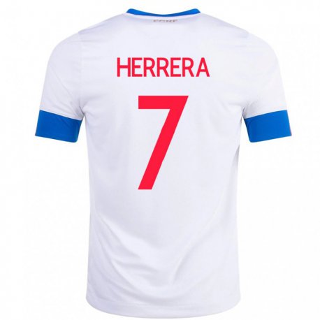 Kandiny Kinder Costa-ricanische Melissa Herrera #7 Weiß Auswärtstrikot Trikot 22-24 T-shirt