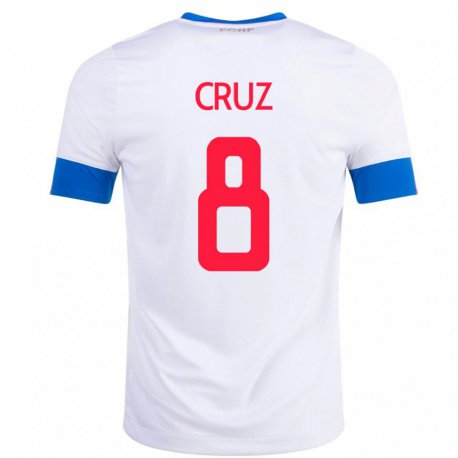 Kandiny Kinder Costa-ricanische Daniela Cruz #8 Weiß Auswärtstrikot Trikot 22-24 T-shirt