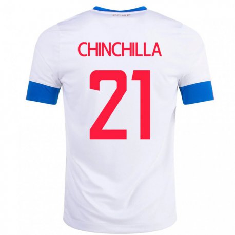 Kandiny Kinder Costa-ricanische Viviana Chinchilla #21 Weiß Auswärtstrikot Trikot 22-24 T-shirt