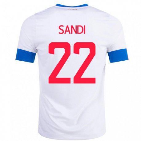 Kandiny Kinder Costa-ricanische Cristel Sandi #22 Weiß Auswärtstrikot Trikot 22-24 T-shirt