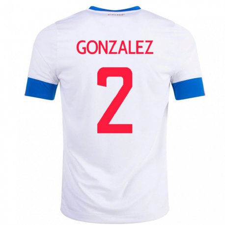 Kandiny Kinder Costa-ricanische Julian Gonzalez #2 Weiß Auswärtstrikot Trikot 22-24 T-shirt