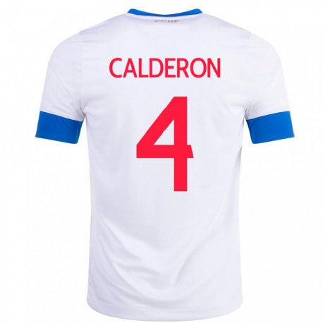 Kandiny Kinder Costa-ricanische Brandon Calderon #4 Weiß Auswärtstrikot Trikot 22-24 T-shirt