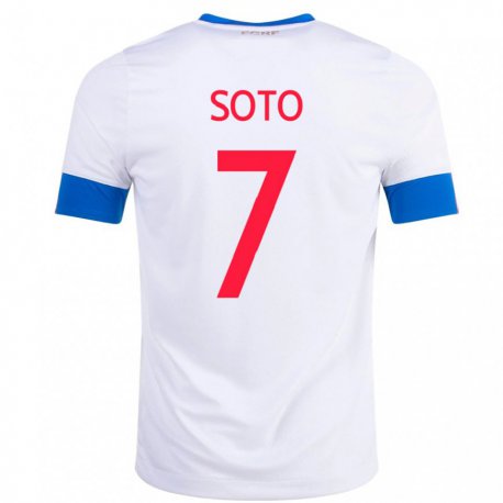 Kandiny Kinder Costa-ricanische Andrey Soto #7 Weiß Auswärtstrikot Trikot 22-24 T-shirt