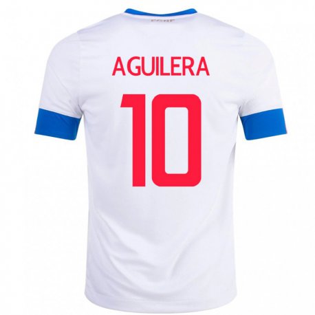 Kandiny Kinder Costa-ricanische Brandon Aguilera #10 Weiß Auswärtstrikot Trikot 22-24 T-shirt