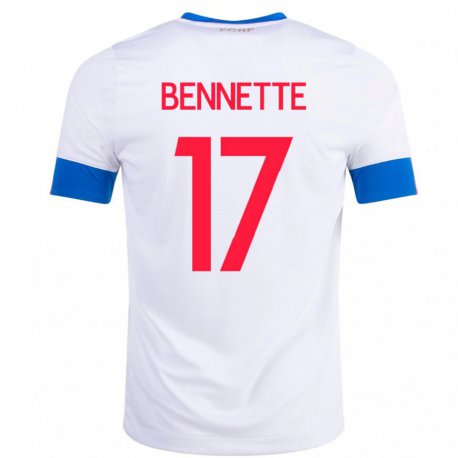 Kandiny Kinder Costa-ricanische Jewison Bennette #17 Weiß Auswärtstrikot Trikot 22-24 T-shirt