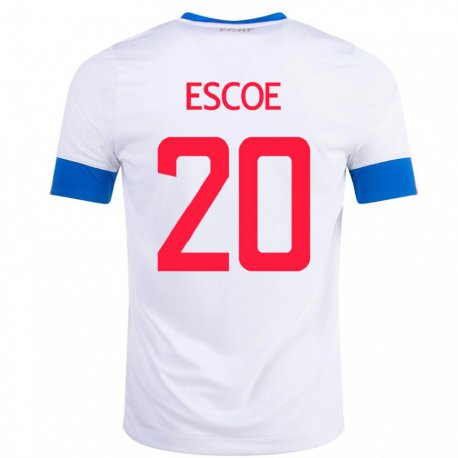 Kandiny Kinder Costa-ricanische Enyel Escoe #20 Weiß Auswärtstrikot Trikot 22-24 T-shirt