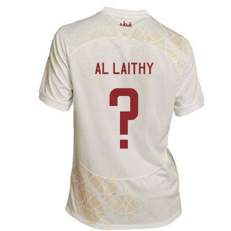Kandiny Kinder Katarische Bahaa Al Laithy #0 Goldbeige Auswärtstrikot Trikot 22-24 T-shirt