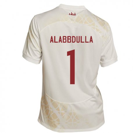 Kandiny Kinder Katarische Latifa Alabbdulla #1 Goldbeige Auswärtstrikot Trikot 22-24 T-shirt