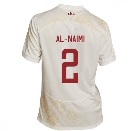 Kandiny Kinder Katarische Amna Al Naimi #2 Goldbeige Auswärtstrikot Trikot 22-24 T-shirt