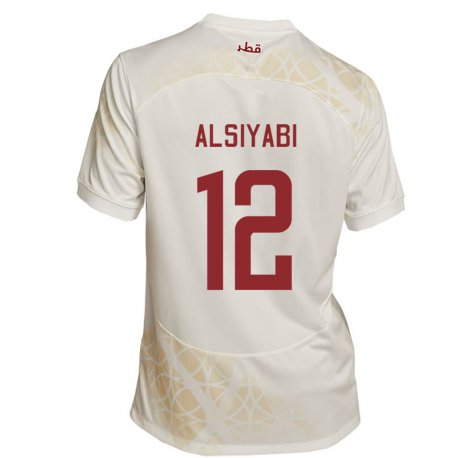 Kandiny Kinder Katarische Shaima Alsiyabi #12 Goldbeige Auswärtstrikot Trikot 22-24 T-shirt