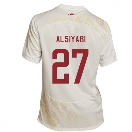 Kandiny Kinder Katarische Nasra Alsiyabi #27 Goldbeige Auswärtstrikot Trikot 22-24 T-shirt