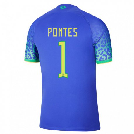 Kandiny Kinder Brasilianische Mycael Pontes #1 Blau Auswärtstrikot Trikot 22-24 T-shirt