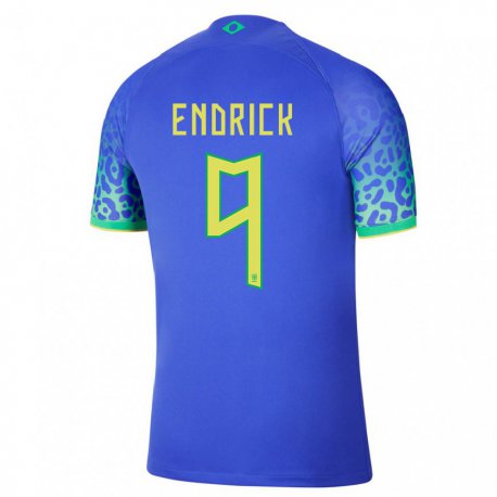 Kandiny Kinder Brasilianische Endrick #9 Blau Auswärtstrikot Trikot 22-24 T-shirt