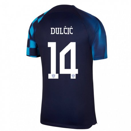 Kandiny Kinder Kroatische Antonia Dulcic #14 Dunkelblau Auswärtstrikot Trikot 22-24 T-shirt