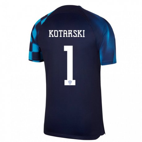 Kandiny Kinder Kroatische Dominik Kotarski #1 Dunkelblau Auswärtstrikot Trikot 22-24 T-shirt